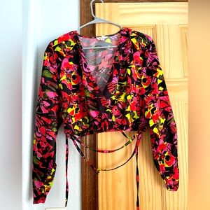 Open Edit silk size M cropped blouse